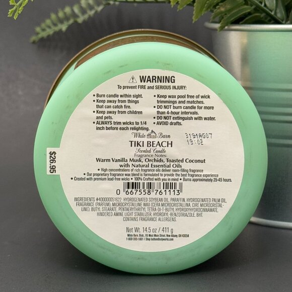 BBW Tiki Beach White Barn Bath & Body Works 3 Wick Candle - Picture 9 of 10